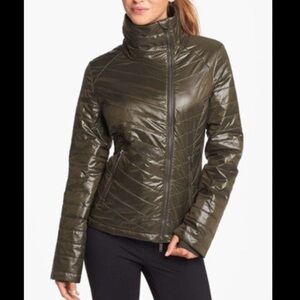 Zella packable army green puffer with high neck M